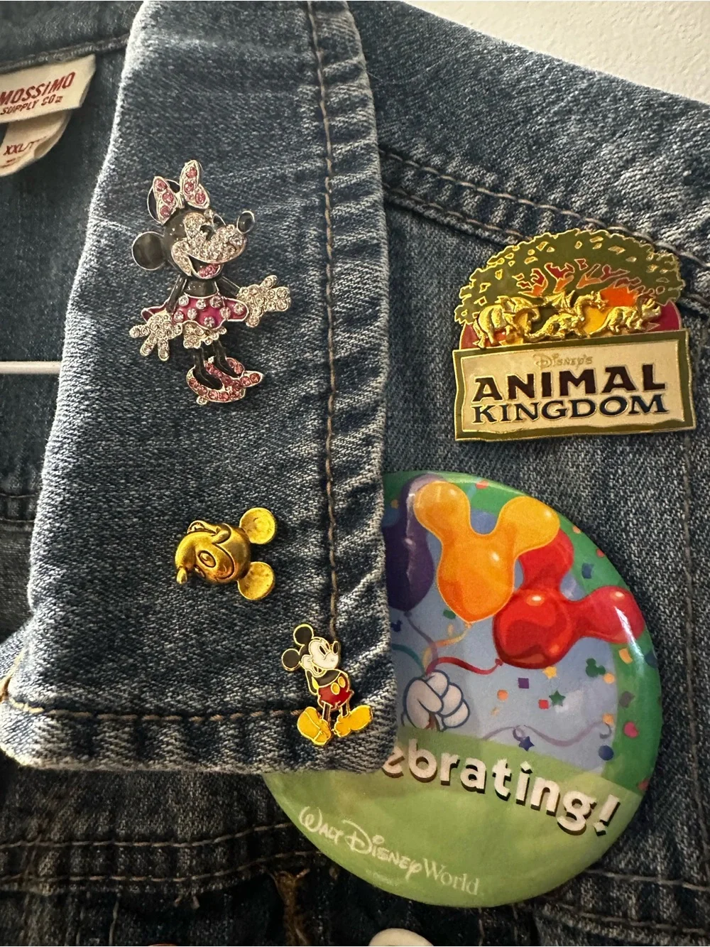 Kids Denim Vest Jacket with Disney Pin Collection - Blue